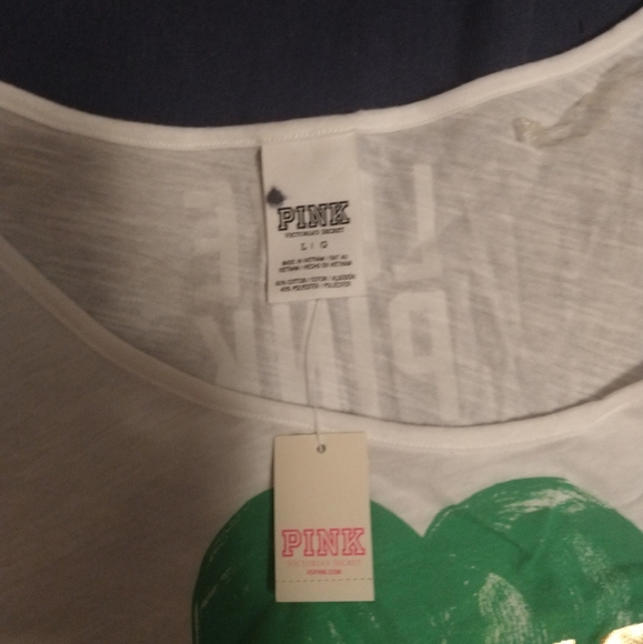 GIMME THE GOLD~crop tee shirt~St. Patrick's Day~Shamrock~Victoria's Secret PINK - Picture 2 of 5